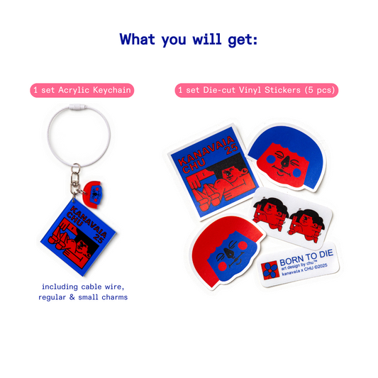 Kanavaia x Chuanslee - Acrylic Keychain & Sticker Bundle Pack - Luna Square