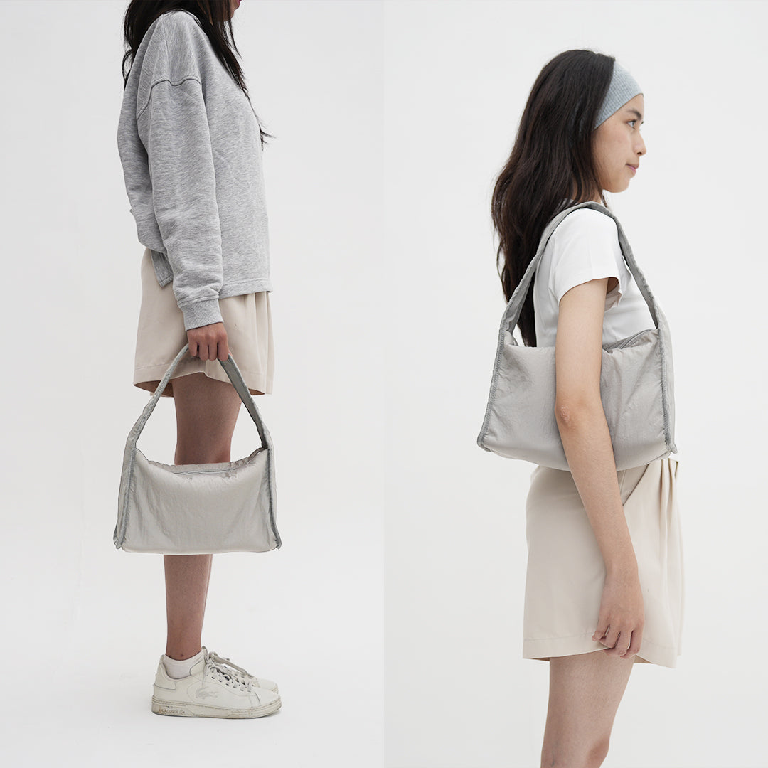 Kanavaia Crinkle Slouchy Shoulder Bag Ash Grey