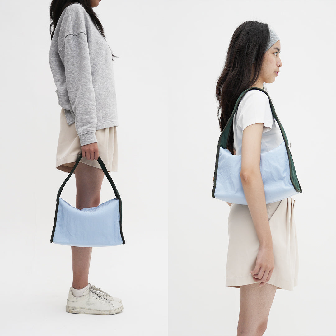 Kanavaia Crinkle Slouchy Shoulder Bag Baby Blue / Hunter Green