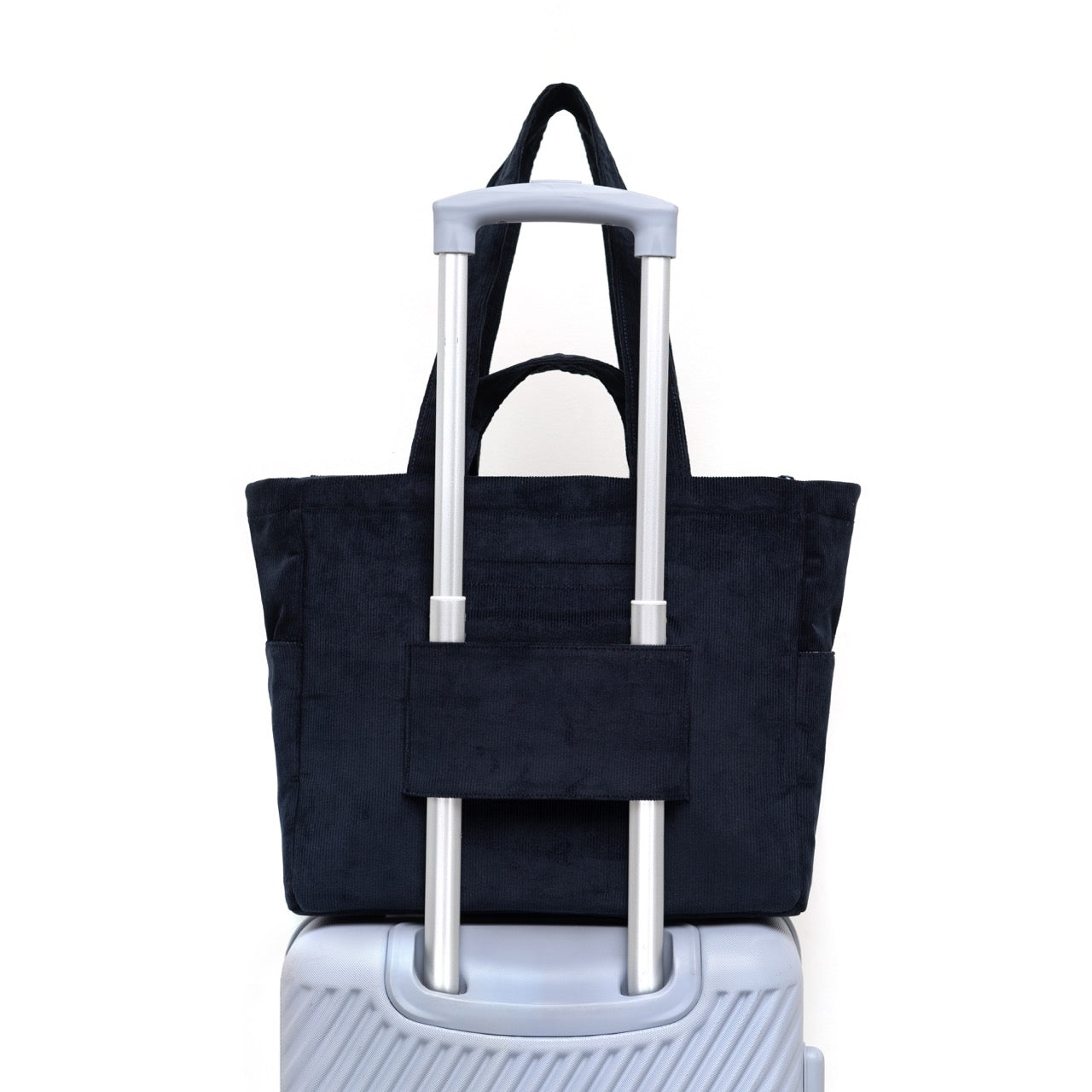 Kanavaia Double-Handle Corduroy Tote Bag Navy Blue