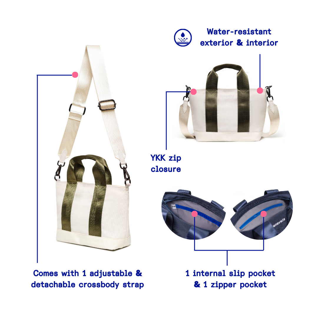 Kanavaia Mini Tote Bag Cream / Army Green