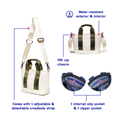 Kanavaia Mini Tote Bag Cream / Army Green