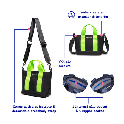 Kanavaia Mini Tote Bag Black / Neon Green