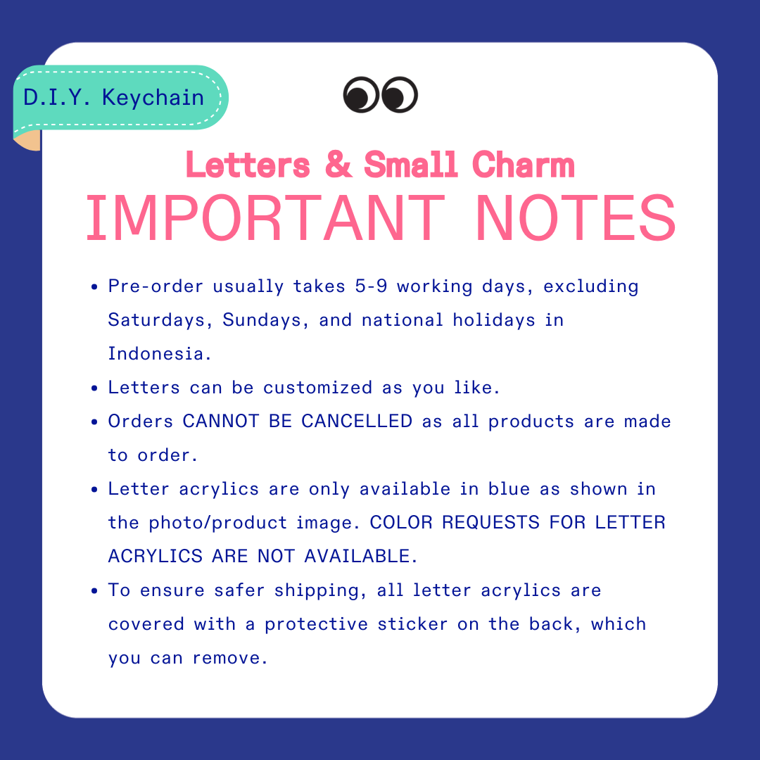 [Pre-Order] Kanavaia DIY Acrylic Keychain - Letters and Small Charms (Keyring Excluded)