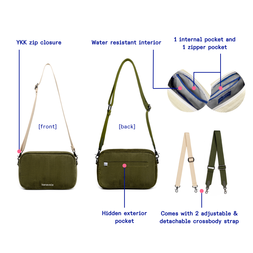 Kanavaia Corduroy Crossbody Bag Army Green