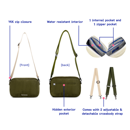 Kanavaia Corduroy Crossbody Bag Army Green