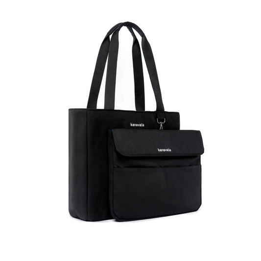 Kanavaia 2-in-1 Tote Laptop Bag All Black