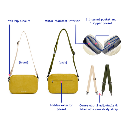 Kanavaia Corduroy Crossbody Bag Olive Yellow