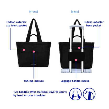 Kanavaia Double-Handle Corduroy Tote Bag Black