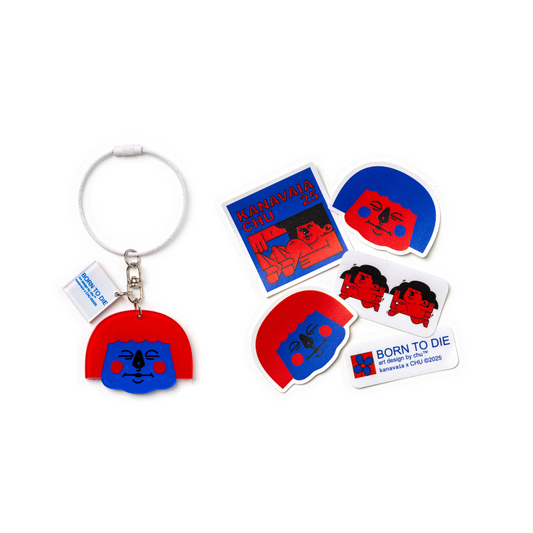 Kanavaia x Chuanslee - Acrylic Keychain & Sticker Bundle Pack - Luna Red
