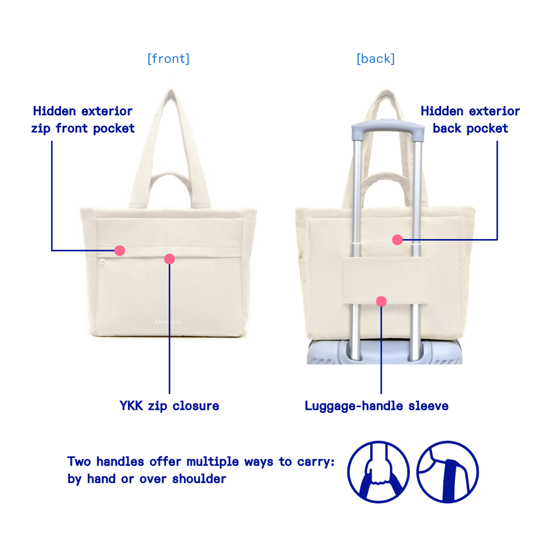 Kanavaia Double-Handle Corduroy Tote Bag Oat
