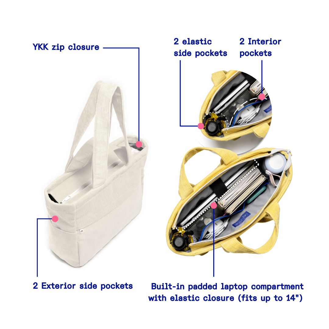 Kanavaia Double-Handle Corduroy Tote Bag Oat