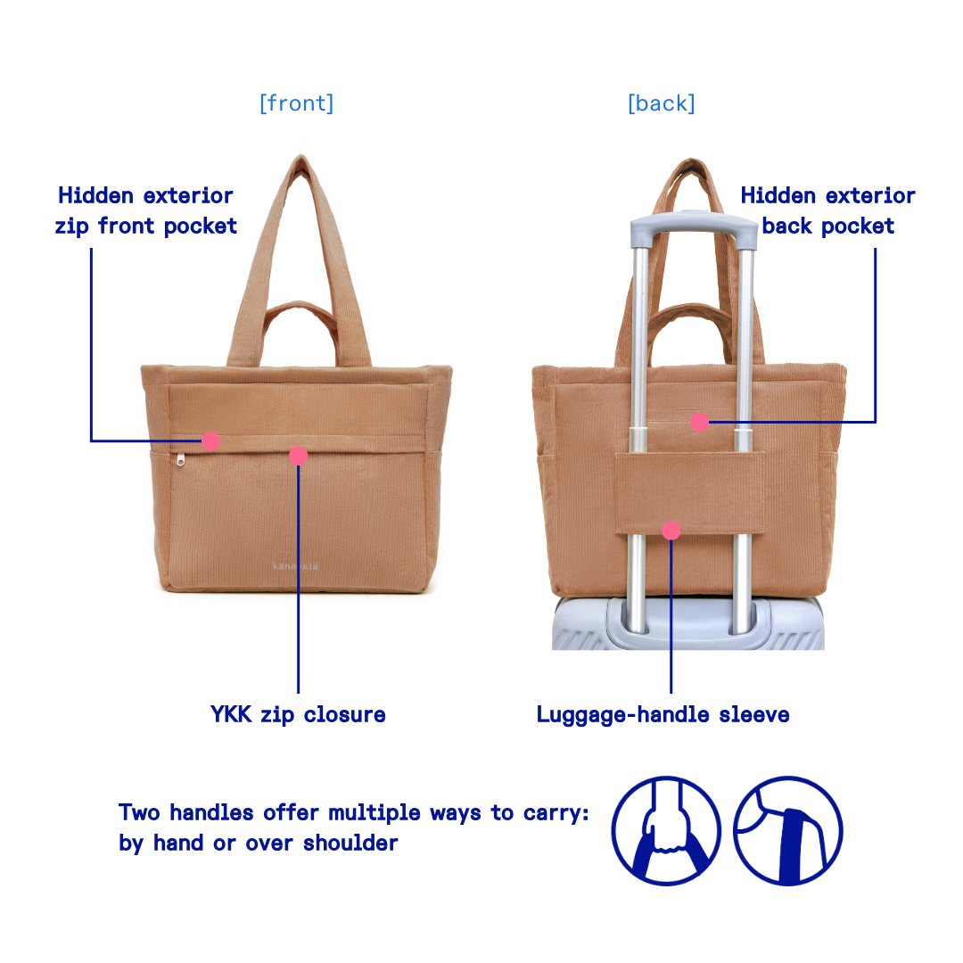 Kanavaia Double-Handle Corduroy Tote Bag Brick