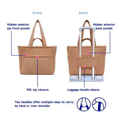 Kanavaia Double-Handle Corduroy Tote Bag Brick