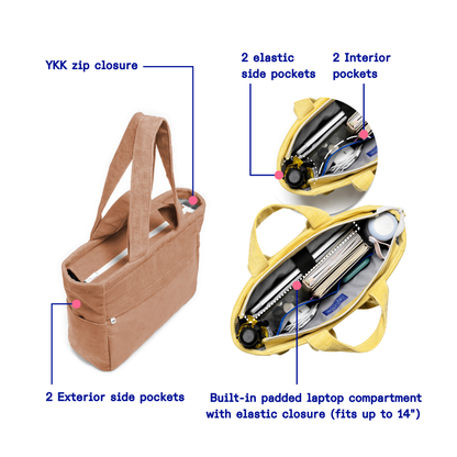 Kanavaia Double-Handle Corduroy Tote Bag Brick