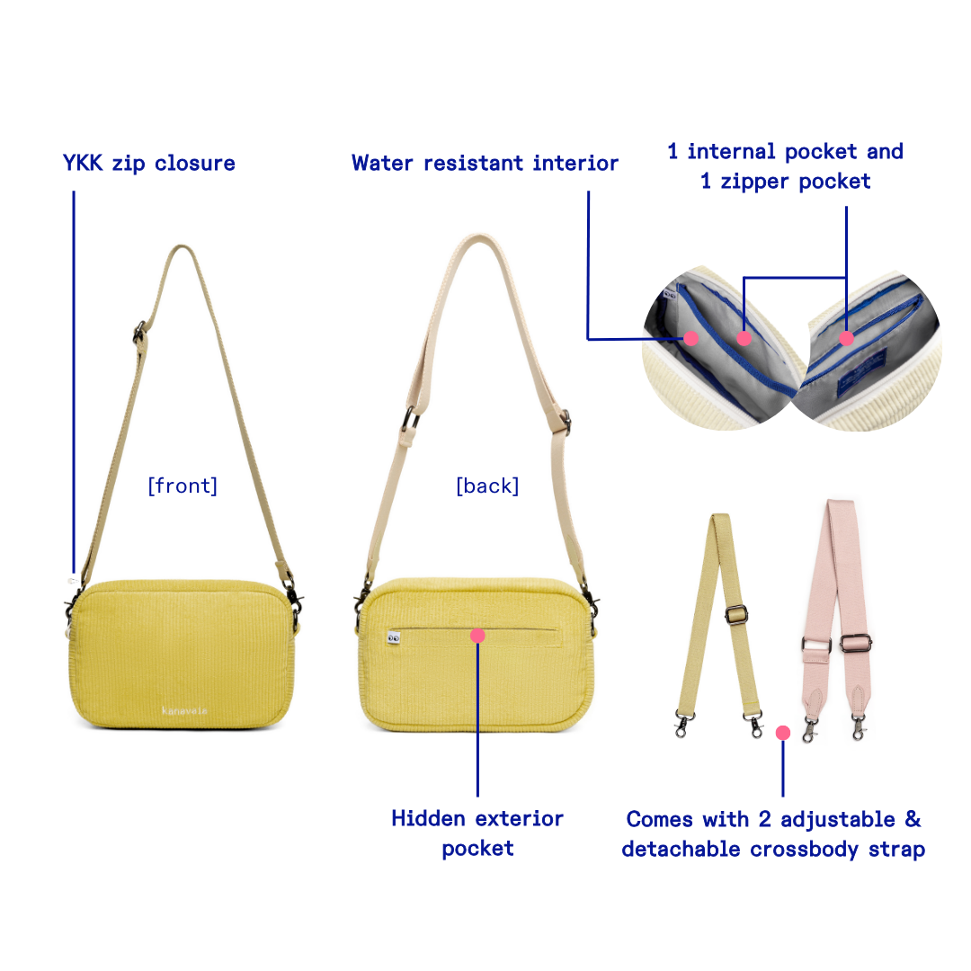 Kanavaia Corduroy Crossbody Bag Lime Yellow