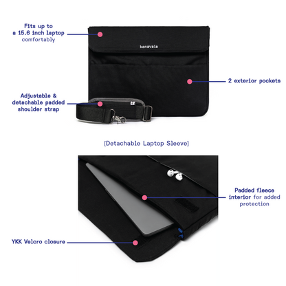 Kanavaia 2-in-1 Tote Laptop Bag All Black
