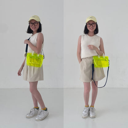 Kanavaia Mini PVC Tote Bag Neon Lime / White