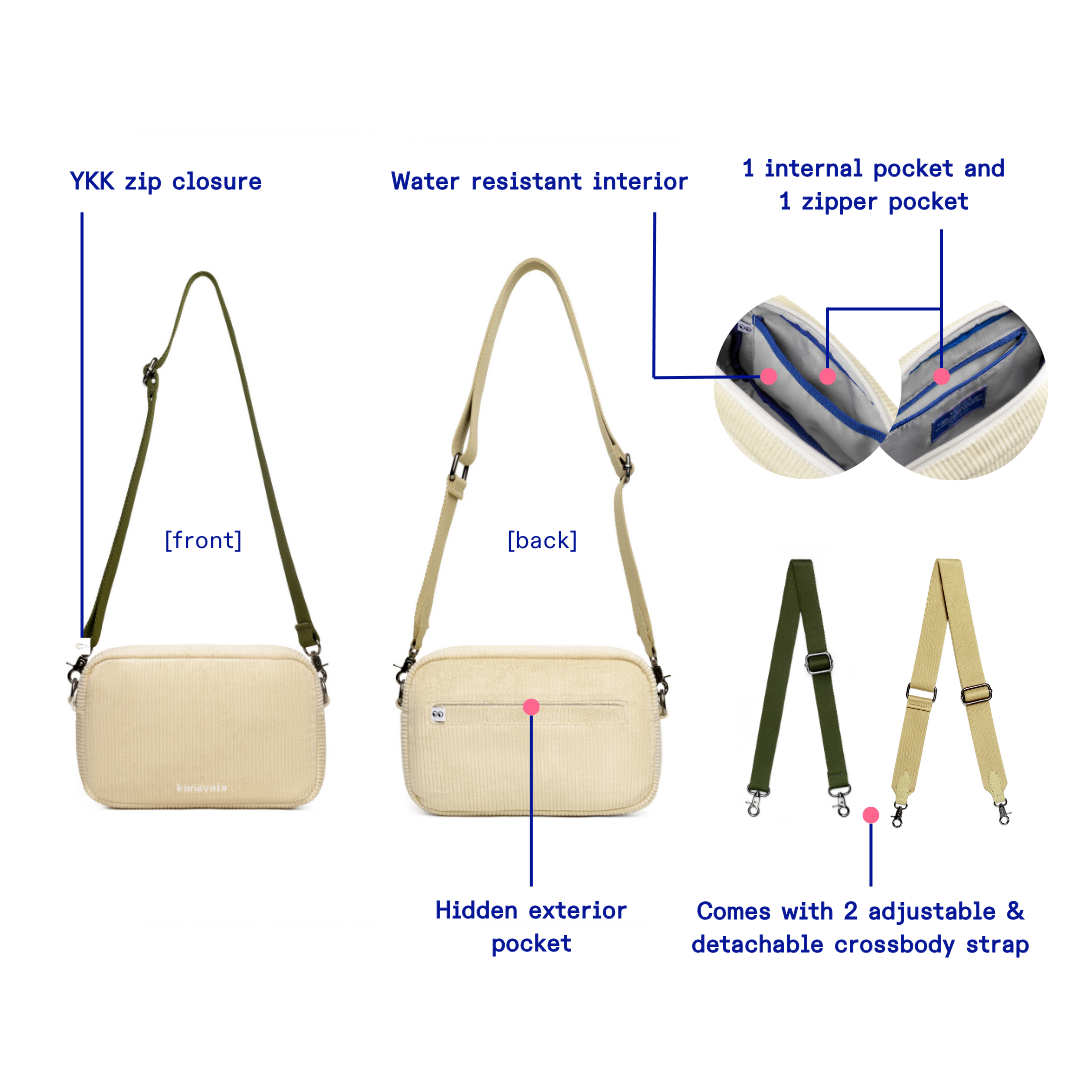 Kanavaia Corduroy Crossbody Bag Cream