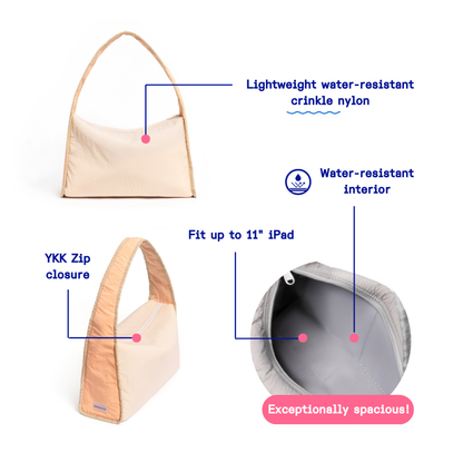 Kanavaia Crinkle Slouchy Shoulder Bag Light Blush / Coral Peach