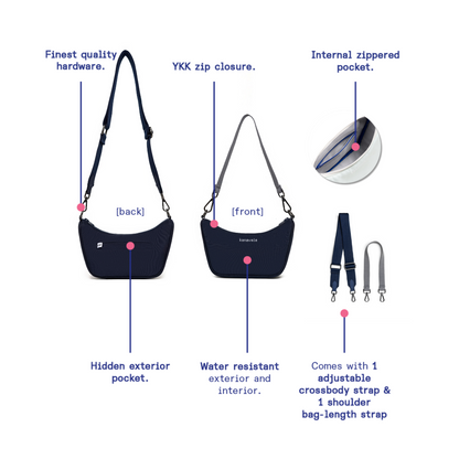 Kanavaia Mini Structured Baguette Shoulder Bag Navy Blue