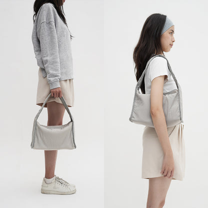 Kanavaia Crinkle Slouchy Shoulder Bag Ash Grey
