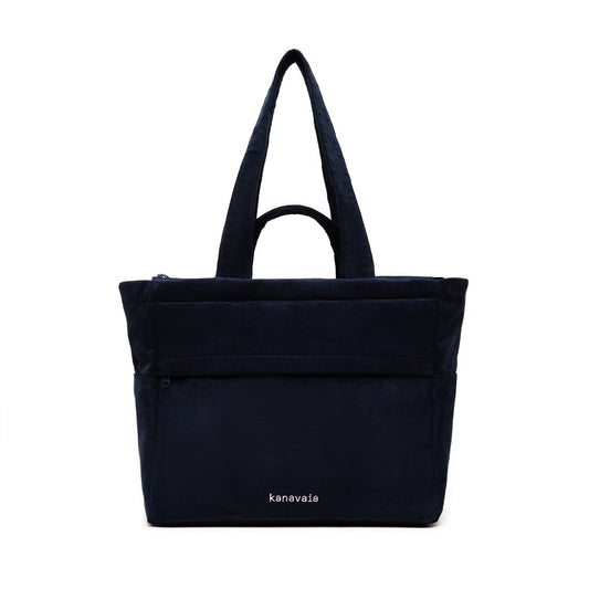 Kanavaia Double-Handle Corduroy Tote Bag Navy Blue