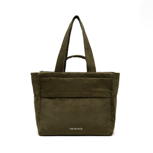 Kanavaia Double-Handle Corduroy Tote Bag Army Green