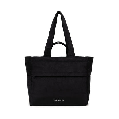Kanavaia Double-Handle Corduroy Tote Bag Black