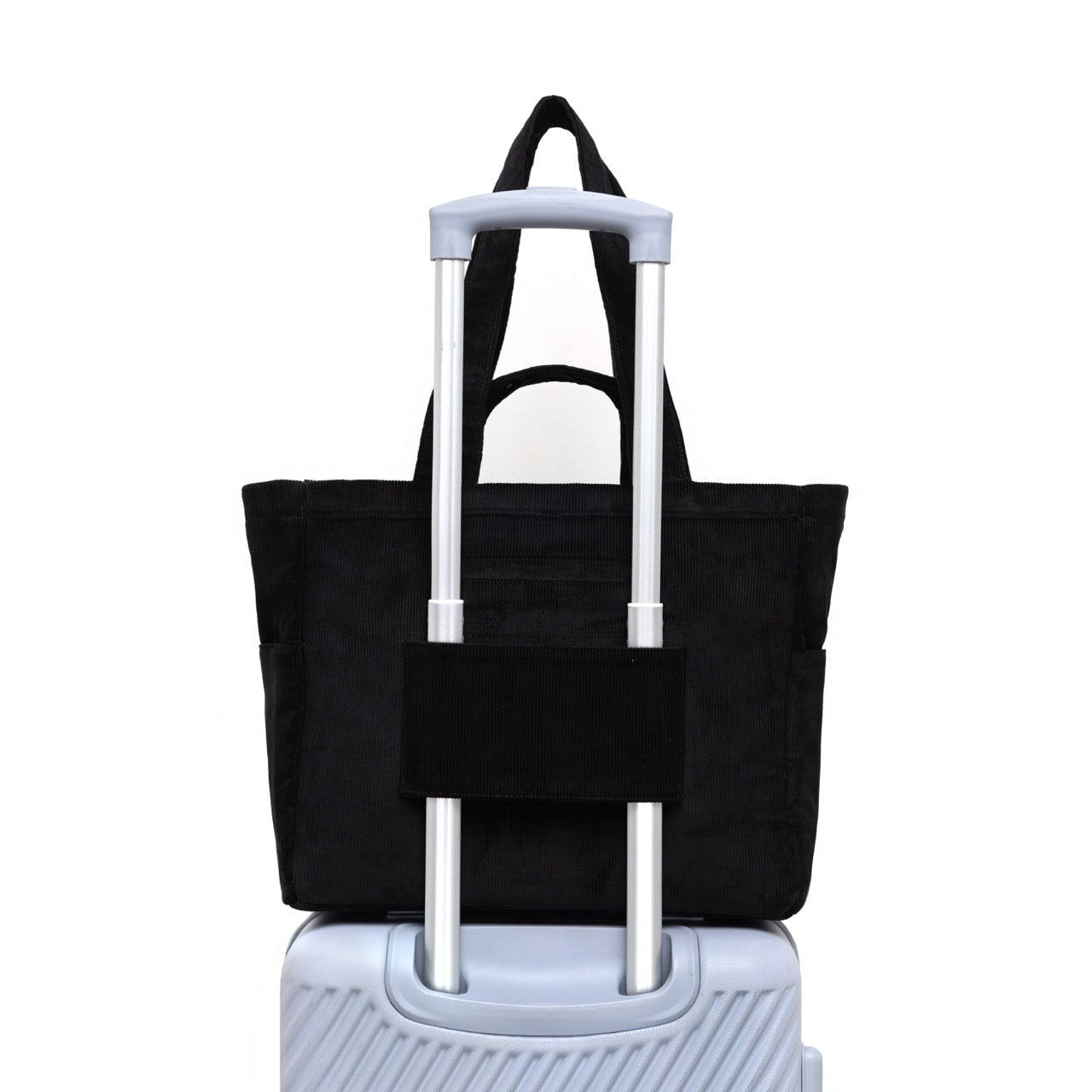 Kanavaia Double-Handle Corduroy Tote Bag Black