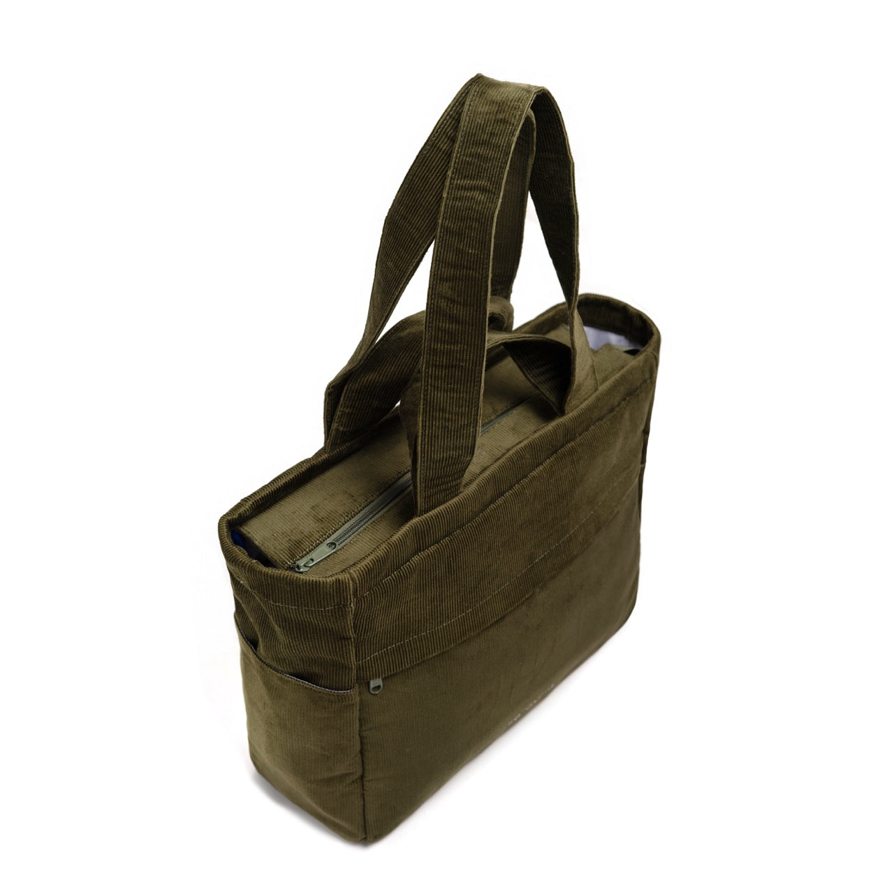 Kanavaia Double-Handle Corduroy Tote Bag Army Green