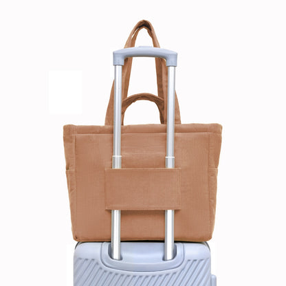 Kanavaia Double-Handle Corduroy Tote Bag Brick