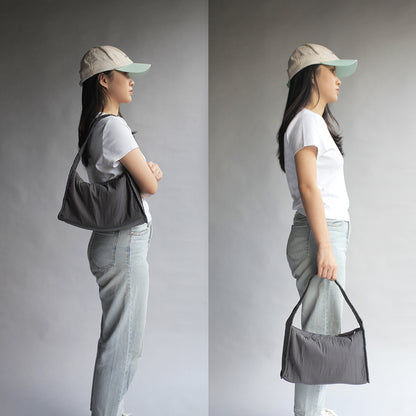 Kanavaia Crinkle Slouchy Shoulder Bag Dark Grey