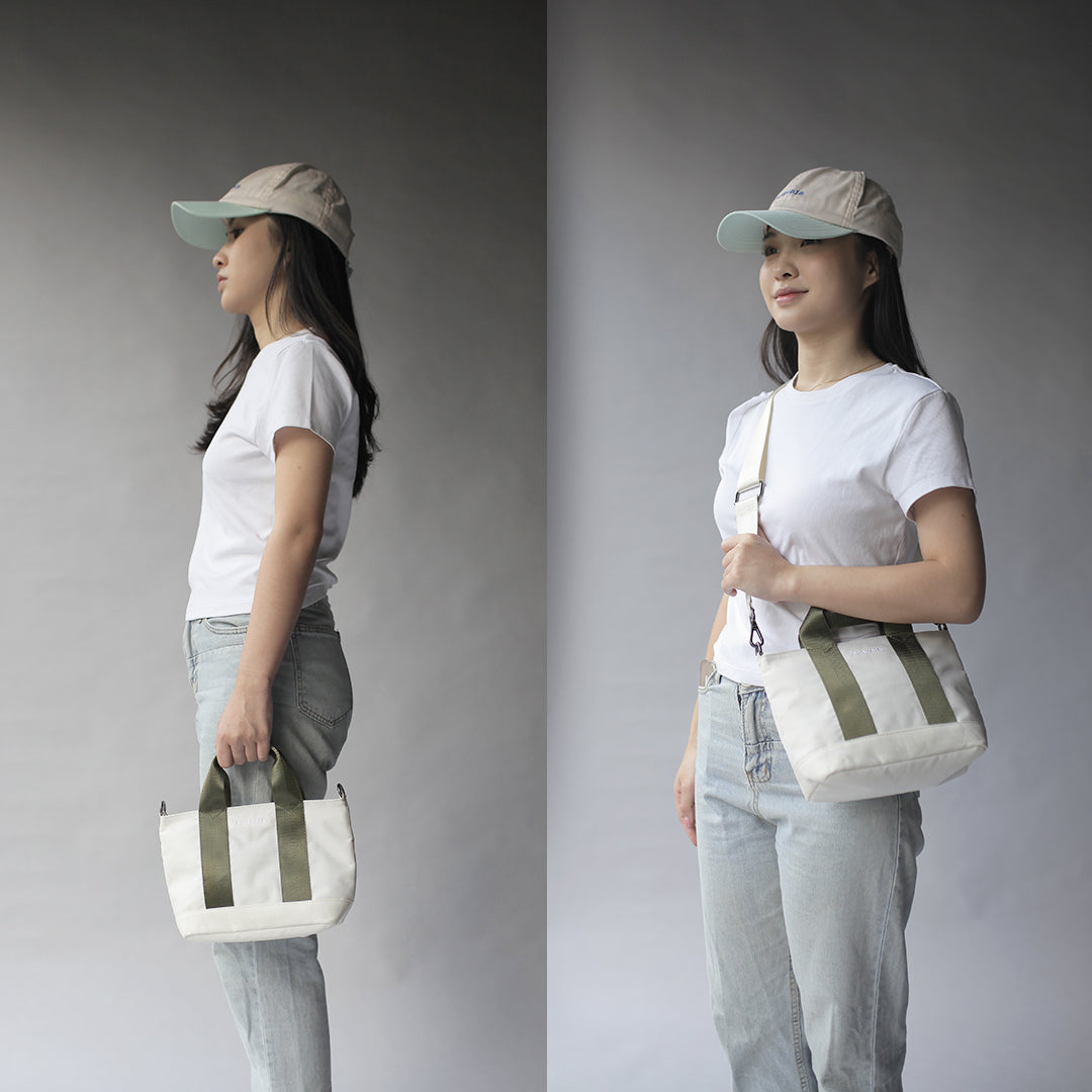 Kanavaia Mini Tote Bag Cream / Army Green