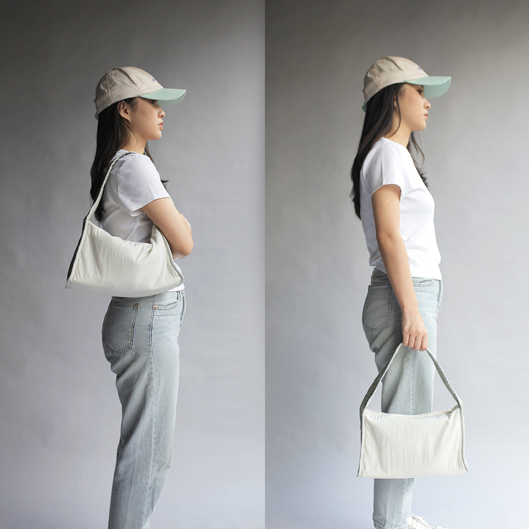 Kanavaia Crinkle Slouchy Shoulder Bag Oat / Sage Green