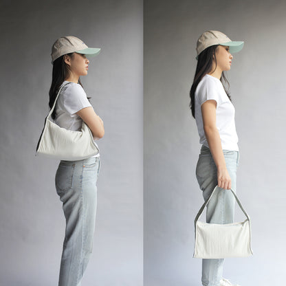 Kanavaia Crinkle Slouchy Shoulder Bag Oat / Sage Green