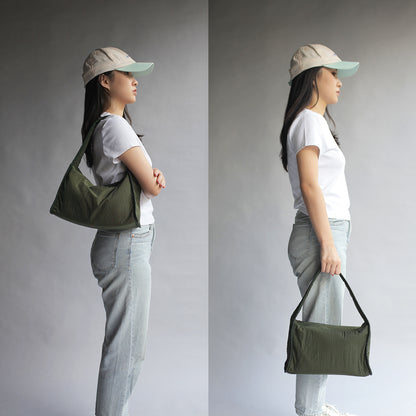 Kanavaia Crinkle Slouchy Shoulder Bag Olive Green