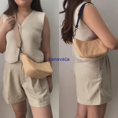 Kanavaia Mini Structured Baguette Shoulder Bag Coral Peach