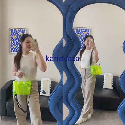 Kanavaia Mini PVC Tote Bag Neon Lime / White