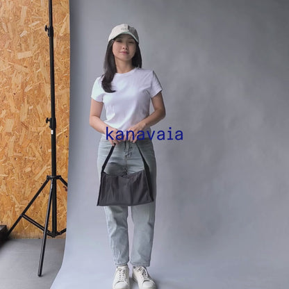 Kanavaia Crinkle Slouchy Shoulder Bag Dark Grey