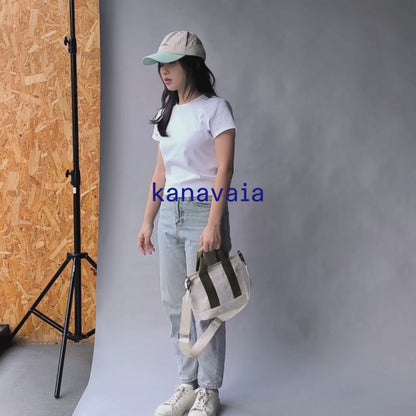 Kanavaia Mini Tote Bag Cream / Army Green