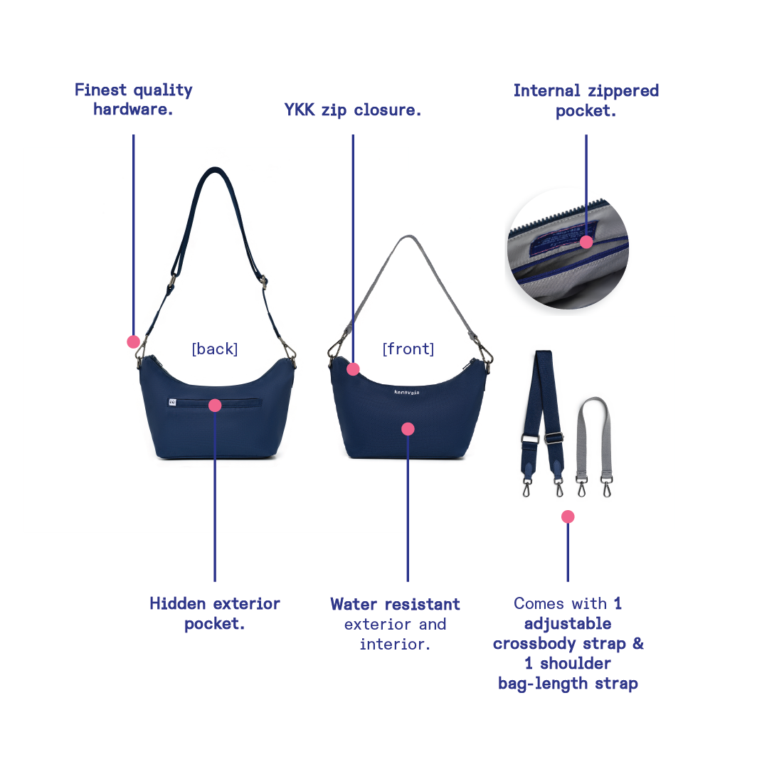 Kanavaia Baguette Shoulder Bag Navy Blue
